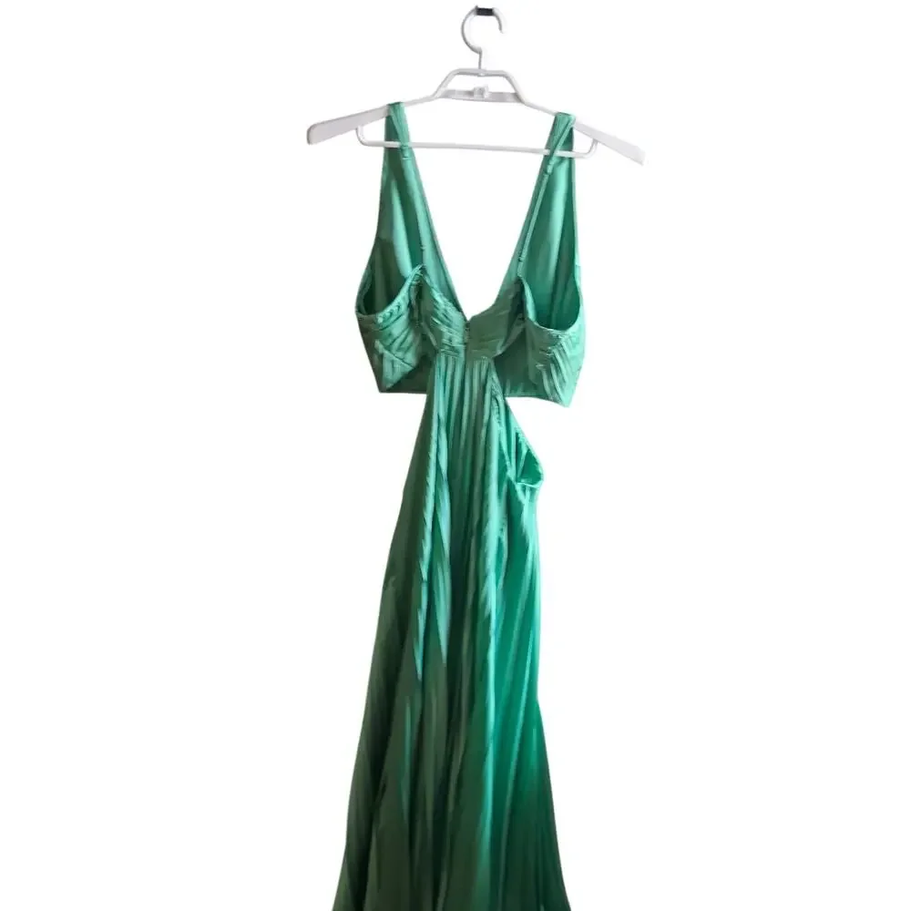 Abercrombie & Fitch Giselle pleated cut out maxi dress womens XL tall green